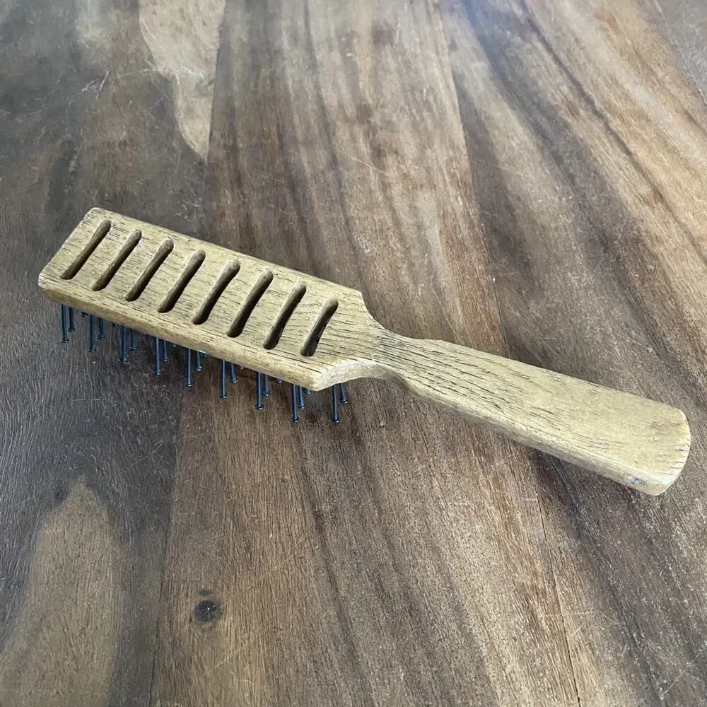 Vintage Goody Faux Wood Styling Hair Brush Brown Ball Tips USA Made